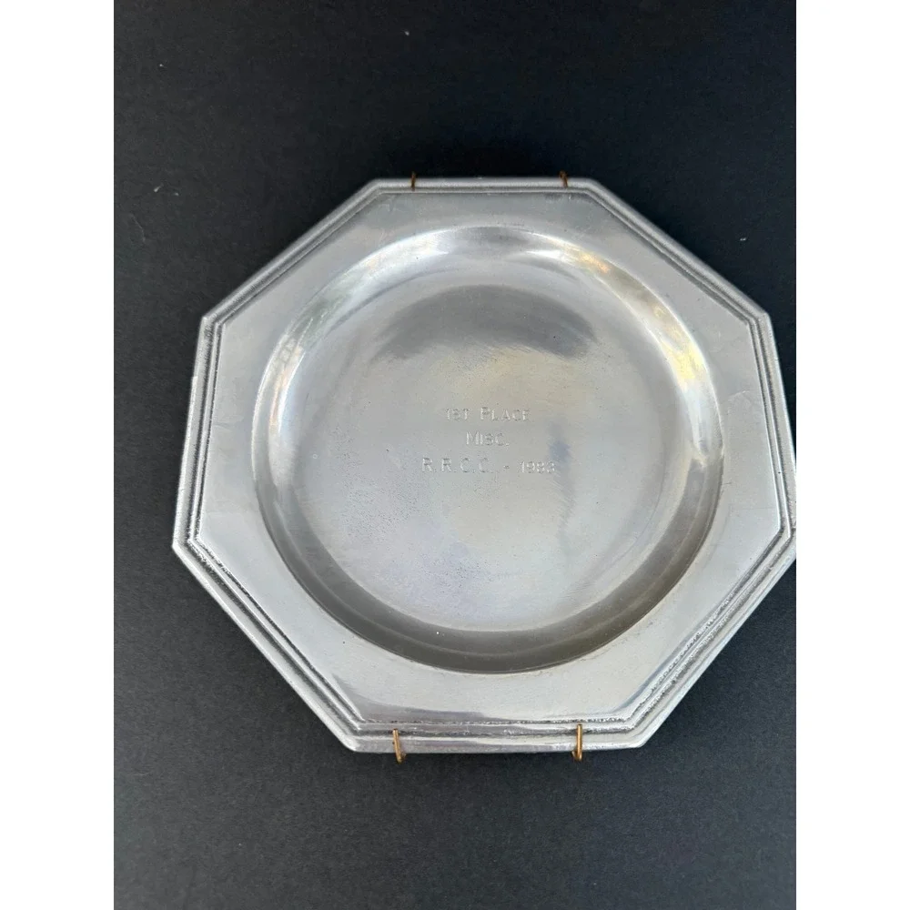 Vintage Pewtarex York PA Octagonal Pewter Plate 1983 Trophy R.R.C.C. 8 Inch